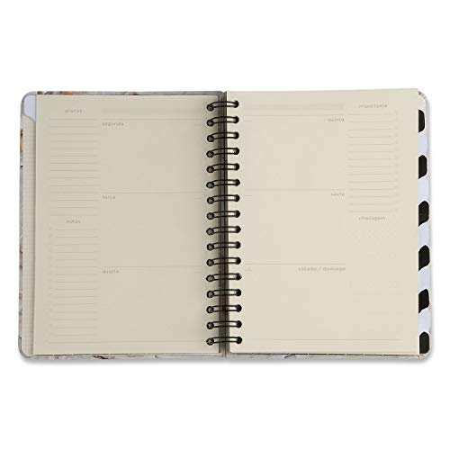 Cicero Planner Wire-o Minerais Mármore, Branco, Mensal e Semanal, 75 Folhas, Papel Pólen 80g/m², Tam