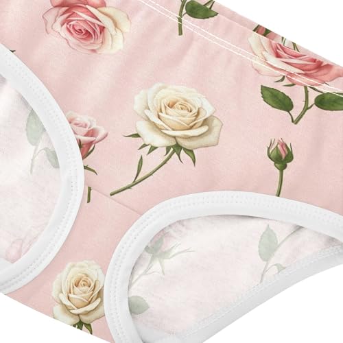 Personalized Toddler Girls Underwear 2t Cotton Cute Panties Girl Pink Roses Pastel White Floral Underpants Briefs4