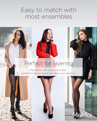 MeMoi 2 Pack Perfectly Opaque Tights, Microfiber Control Top Tights, Comfortable and Lightweight - Sizes Extra Small to Q24