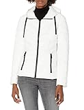 Nautica Women's Short Hooded Packable with Chevron Quiliting, Bright White, Large
