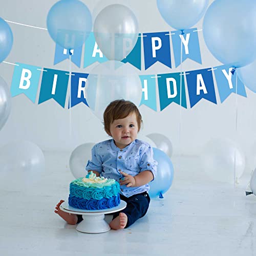 Pre-Strung Happy Birthday Banner - No Diy - Blue Birthday Party Banner - Pre-Strung Garland On 6 Ft Strands - Blue Multi Color Birthday Party Decorations For Men, Boys & Girls. Did We Mention No Diy? #TOP1