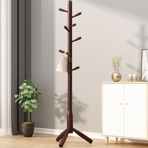 Porte-manteau en bois massif cintre arbre vetements sacs et couloir