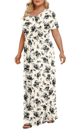 Image of LONGYUAN Women's Plus Size Maxi Dresses Summer Short Sleeve Casual Long Dress 2026 XL-6XL