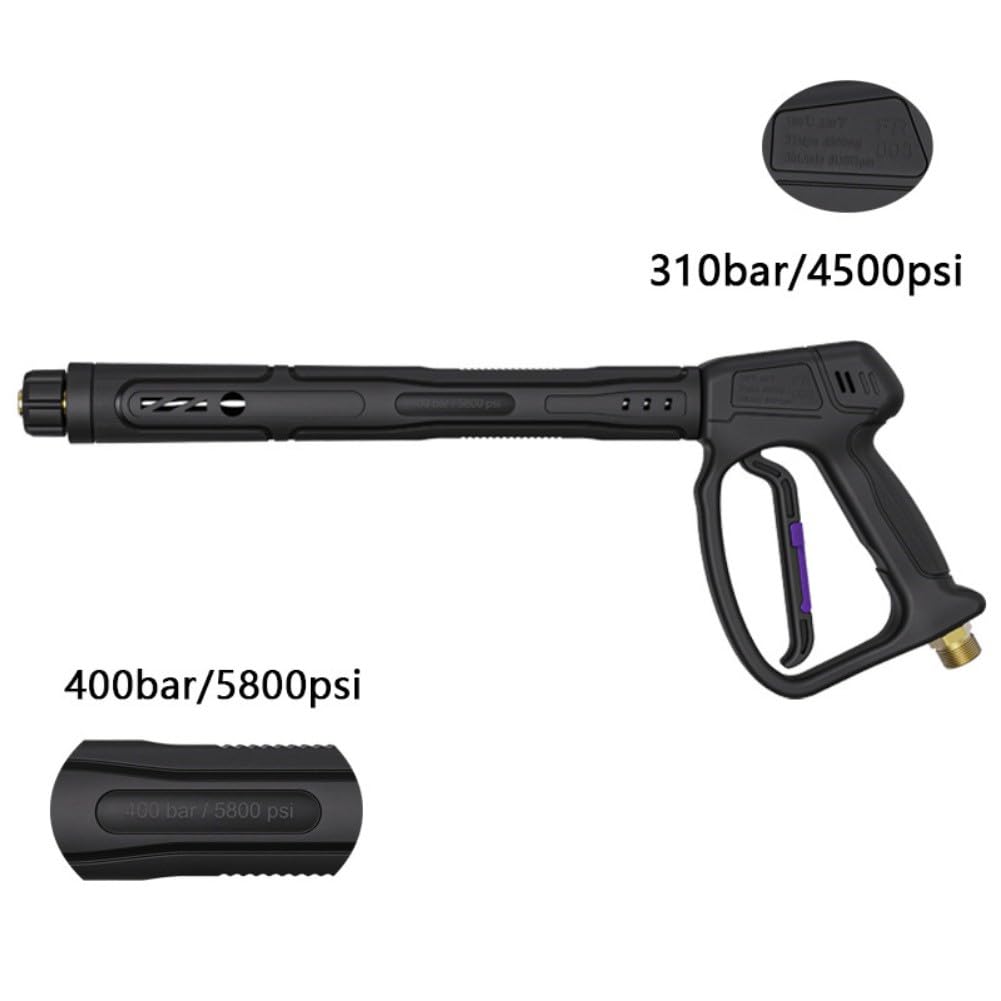 Lavadora de alta presión de 400 bar con lanza ajustable y cinco boquillas de pulverización. Pistola de alta presión de 400 bar con brazo giratorio, 5 boquillas y lanza ajustable.