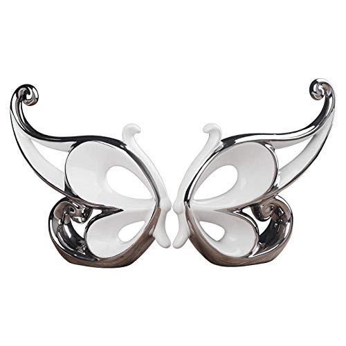 Objets de collection décoratifs papillon argent blanc pour ameublement salon moderne