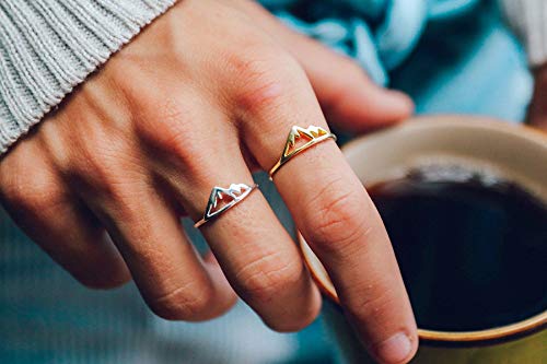 Pura Vida Sierra Silver Plated Ring - Mountain Design, 925 Sterling Silver Band - Size 8 #TOP2