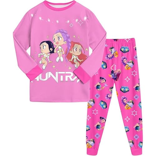 Genérico Demon Hunters Pijamas para Niñas Conjuntos De Manga Larga Niñas Ropa De Dormir con Dibujos Animados Pijamas 2 Piezas