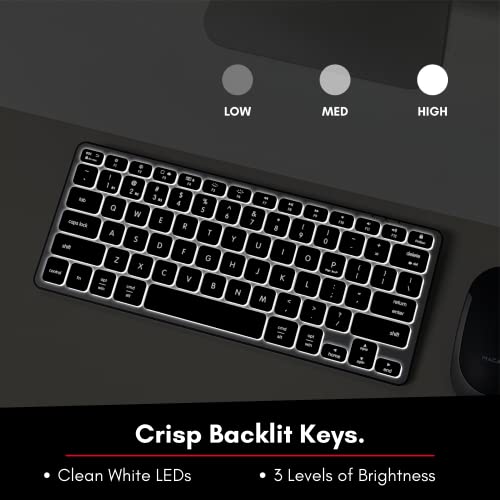 Macally Multi Device Backlit Mac Bluetooth Keyboard - Great For Saving Space - Rechargeable Small Wireless Keyboard For Macbook Pro/Air, Imac, Mac Pro/Mini - 78 Key Compact Keyboard (White Leds) #TOP1