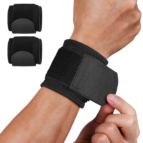 HOTUT Bande Poignet Musculation, 2 Pièces Bandes de Soutien Réglables et Respirantes, Sangle Poignet Musculation, pour Halterophilie, Fitness, CrossTraining,...