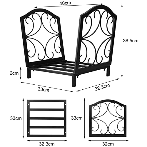 Eletorot 17 Inch Small Firewood Rack Indoor/Outdoor,Decorative Fire Log Holder For Fireplace,Fire Pit,Heavy Duty Wood Rack,Wood Stove Accessories #TOP2