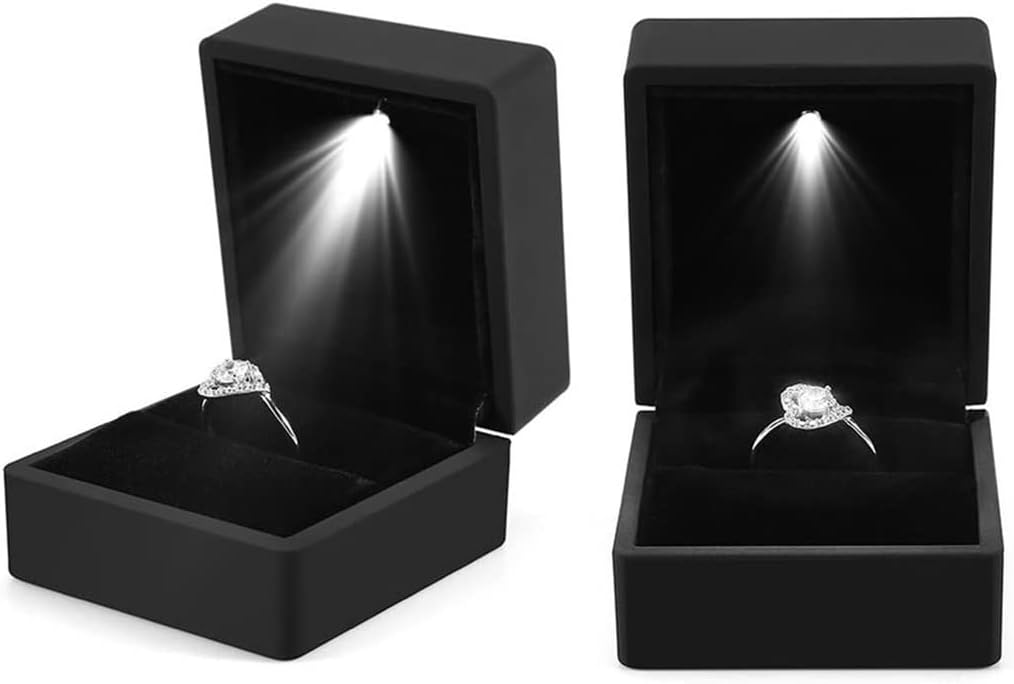 Box With LED Light Jewelry Diamond Box Storage Luminous Wedding Jewelry Organizer Storage Gift
