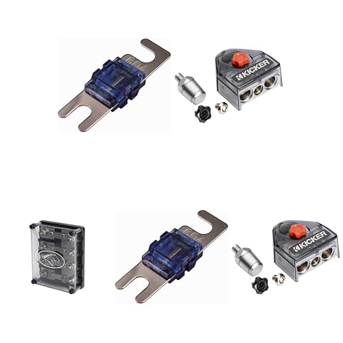 Kicker Warhorse (2) Battery Terminals & HPFD4 Fused Way Distribution Block w/AFS (4) 60 Amp Fuse Bundle