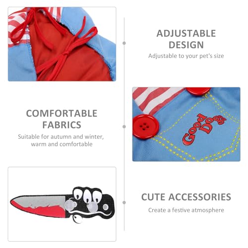 1 vêtement mortel pour chien, perruque et costume d'Halloween pour animal de compagnie, jeu de rôle, vêtements effrayants amusants pour animaux de compagnie – Image 4