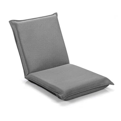 Sillón Plegable Ajustable Tela Gris miniatura 1