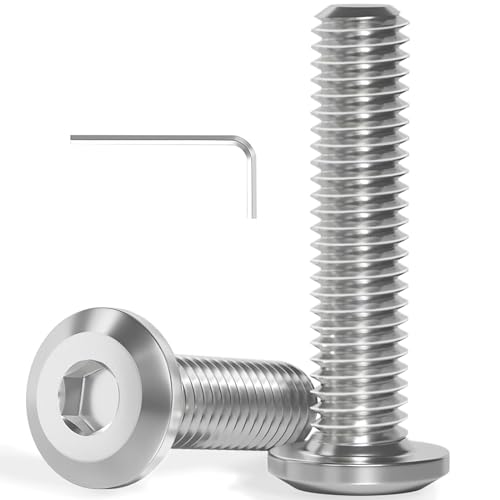Tornillos de cabeza plana M4 x 20, acero inoxidable A2 V2A, hexágono interior, rosca completa, con cierre hexagonal interior, 20 unidades