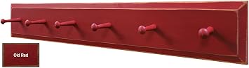 Sawdust City Wood Wall Coat Rack with Pegs - 3 Long Old Red