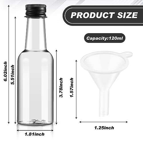 Tessco for you 100 Pcs Mini Liquor Bottles with Black Lids, Small Empty Shot Bottle, Airtight Plastic Spirit Alcohol, Salad Dressing Wine Hot Sauce Party Supplies(4 Oz) by Tessco for you - Image 2