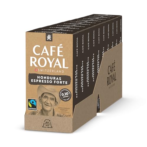 Café Royal, Honduras Espresso Forte, 100 cápsulas compatibles con Fairtrade Nespresso (R), 80% aluminio reciclado, certificado Fairtrade, 100% café arábica, intensidad 9