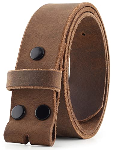 F&L CLASSIC Men's Belt Genuine full Grain Buffalo leather Vintage Distressed,Snap on Strap belts for men, 1 1/2