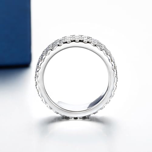 Moissanite Wedding Band 3 Rows Eternity Rings D Color VVS1 925 Sterling Silver Anniversary Band Ring for Women Men4