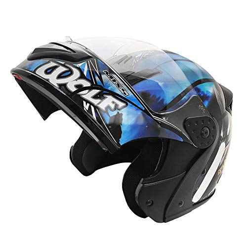 Capacete Mixs Gladiator Wolf Azul Lobo Escamoteavel Articulado Robocop 60