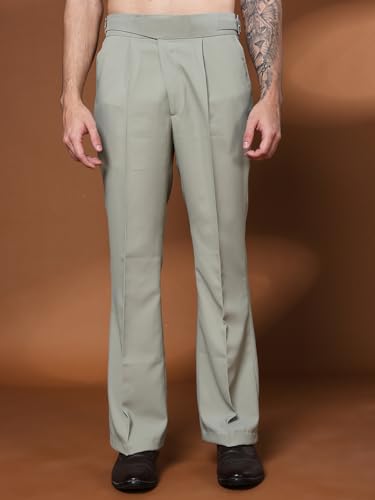 Image of Gurkha Pants for Men | Trouser for Men | Formal Pant | Classic Buckle | Bell Bottom Trouser High Waist Pleated Casual Trousers | Flared Bottom Leg Pants for Office Smart Casual Travel Party