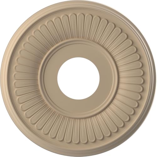 Image of Ekena Millwork 13 inchOD x 3 1 /2 inchID x 3 /4 inchP Berkshire Thermoformed PVC Ceiling Medallion (Fits Canopies up to 5 3 /4 inch), UltraCover Satin Smokey Beige