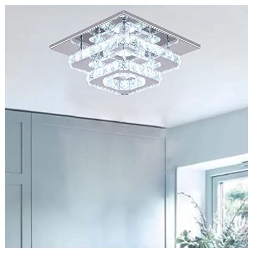 Kristallkrona LED taklampa modern fyrkantig LED-ljuskrona ljusarmatur infälld montering taklampa för sovrum vardagsrum hall badrum, kall vit