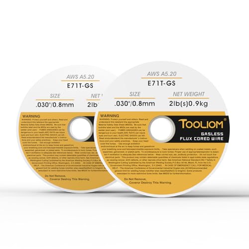 Image of TOOLIOM E71T-GS 0.030 inch Gasless Flux Core Welding Wire 2LB, 2PCS | Welds carbon steel in all positions, minimal spatter, easy slag removal
