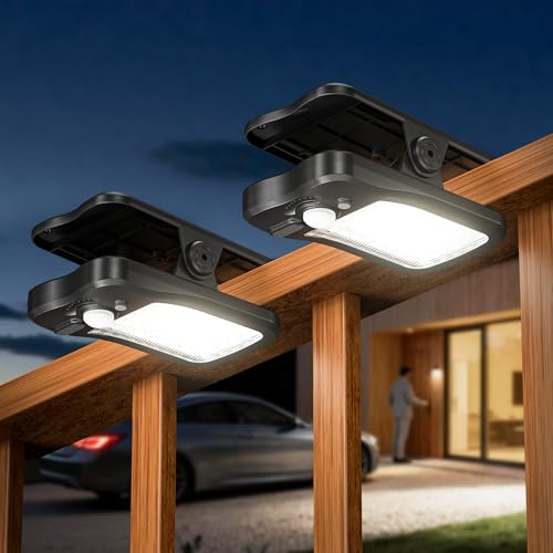 POPOSOAP屋外用ソーラーモーションセンサーライト 800 ルーメン 66LED IP65 防水 クリップ式 ワイヤレス USB 充電対応 門柱/庭/フェンス/キャンプ用 防犯ライト