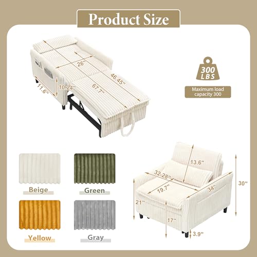Sillón plegable beige con tela suave miniatura 2