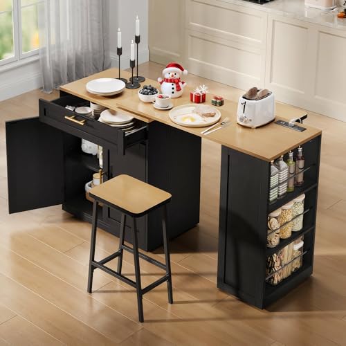 YITAHOME 67 Inch Kitchen Island With Seating (Black)