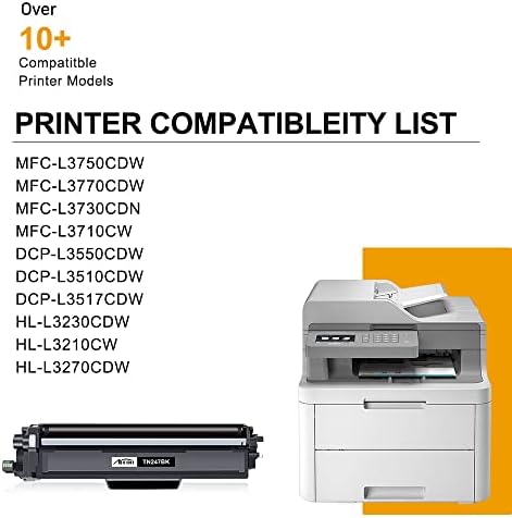 4-Pack TN-243CMYK Compatible Toner Replacement for Brother TN247 TN243CMYK TN-243 DCP-L3550CDW DCP-L3510CDW HL-L3230CDW MFC-L3710CW MFC-L3750CDW MFC-L3770CDW HL-L3210CW - Black Cyan Yellow Magenta