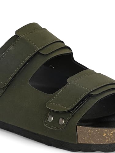 Image of EL PASO Men's Leather Cushioned Cork Sole Sandal Slippers (Size 6 to 12)