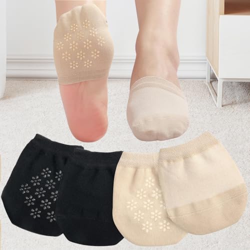 4-Pack No-Show Toe Socks for Women, Seamless Grip Non-Slip Liner Socks for Mules and Casual Wear