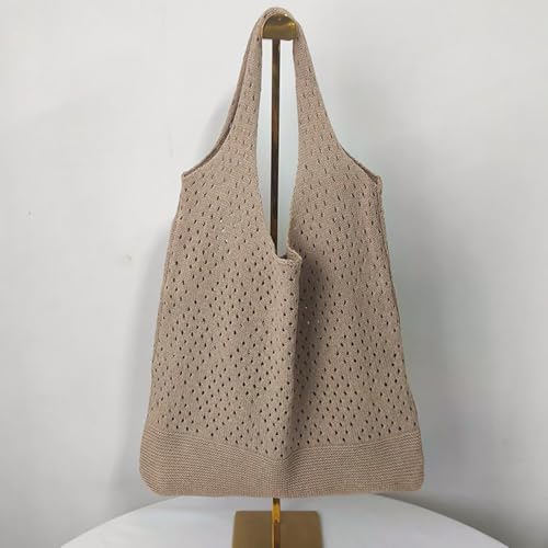 Boho Chic Crochet Shoulder Bag for Women Summer Beach Tote Openwork Purse Breathable Knit Bag Fit Vacation4