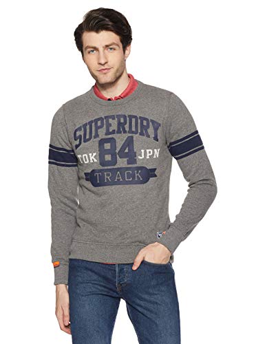 Superdry Track & Field Crew suéter, Gris (Santa Monica Grey Marl Vs1), Small para Hombre