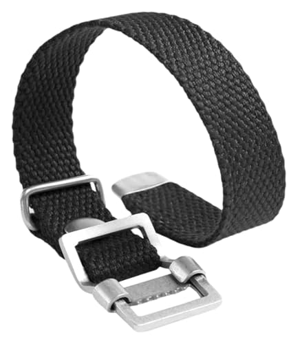 Bracelet de montre tressé en nylon respirant noir 22 mm avec boucle