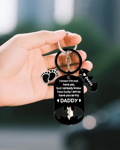 Image of Father Keychain, Batman Keychains for New Dad Step Dad Grandpa Son, Fathers Day Birthday Gift for Daddy from Daughter