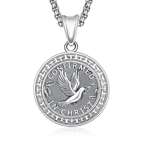 PRAYMOS Confirmation Gifts 925 Sterling Silver Confirmed in Christ Necklace Gifts for Confirmation Sponsor Gift