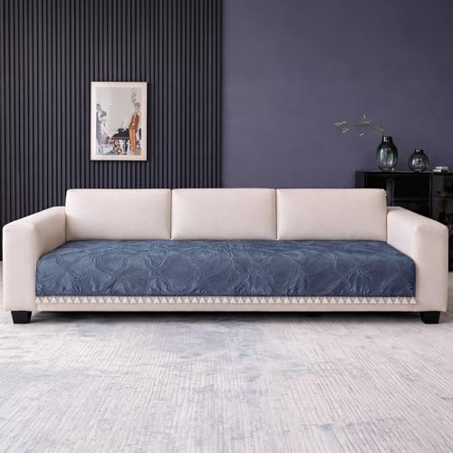 Image of Cortina Velvet Sofa Cover with Tassels | Sofa Couch Protector | Machine Washable Sofa Topper (SkyBlue, 2 Seater)
