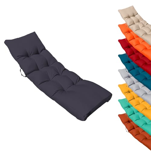 Linxor - Coussin matelassé pour Bain de Soleil, transat - 185 x 60 cm - Plusieurs Coloris