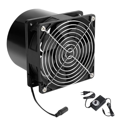 Weciau Rohrventilator 100mm mit Drehzahlregler, Abluftventilator Industrie Wandventilator, Leiser Exhaust Fan für Bad, Küche, Garage, Keller, Maschinenraum, Lüfter für Abluft und Belüftungssysteme