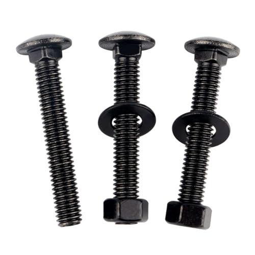 Image of 8 Sets 5 /16-18 x 2-1 /2 inch Carriage Bolts Screws Round Head Square Neck and Hex Nuts, Flat Washers 304 Stainless Steel 18-8 Full Thread, Black