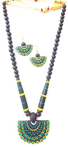 Handmade Fusion Design Terracotta Necklace Vibrant Colours That Attract Eyes (B08B8WVRWX) Amazon Price History, Amazon Price Tracker