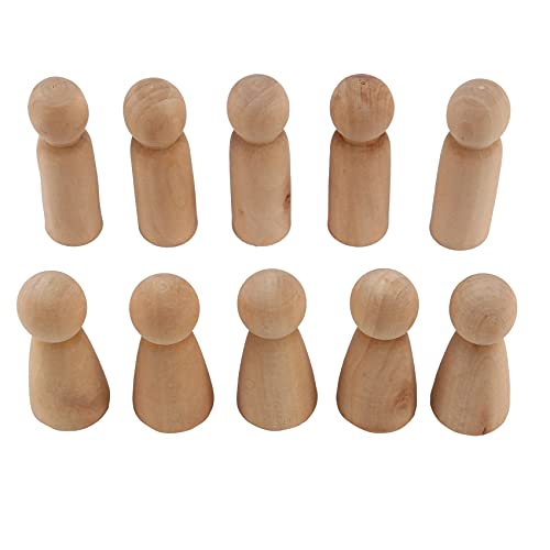 SHIKANG 10 piezas de 65 mm muñecas de madera sin terminar cuerpos de muñeca de madera decoración de personas, color madera