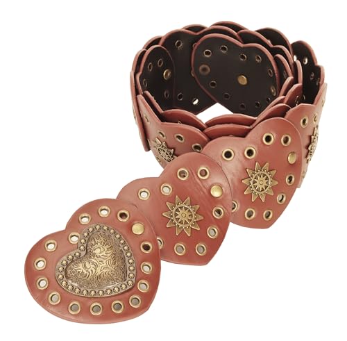 Western Cowgirl Belt for Women - Vintage Boho Disc Concho Waist Chunky Belt Circle Brown Wide3