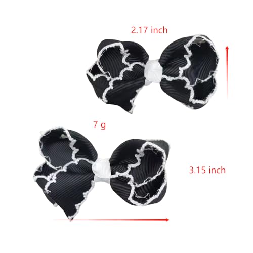 2PCS 3.15 Inches Grosgrain Ribbon Pinwheel Hair Bows Alligator Clips Hair Barrettes Accessories for Baby Girls Kids Toddlers Teens Multiple colors paired (white) image 4