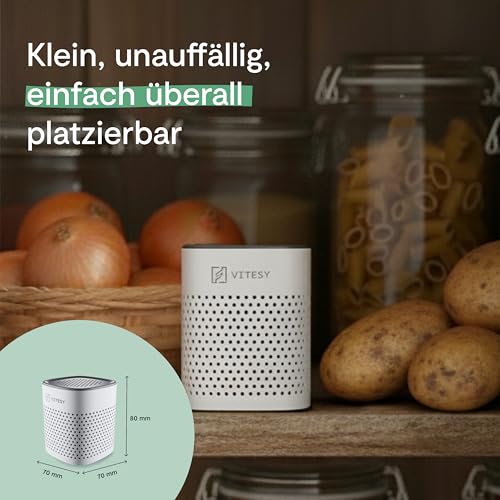VITESY DEO Geruchsentferner | Für Kühlschrank, Auto, Schrank & Schuhe | 10 Jahre haltbar ohne Filter & Nachfüllen | Natürlicher Luftreiniger gegen Gerüche | Kompakt, Nachhaltig & Wiederverwendbar