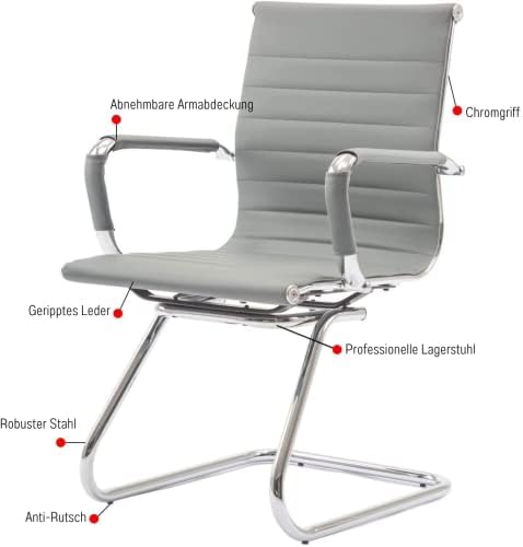 Wahson Meeting Office Chairs Set of 2 Reception Chairs in PU Leather,Visitors Chair with Chrome Frame,Guest Chairs(Grey)